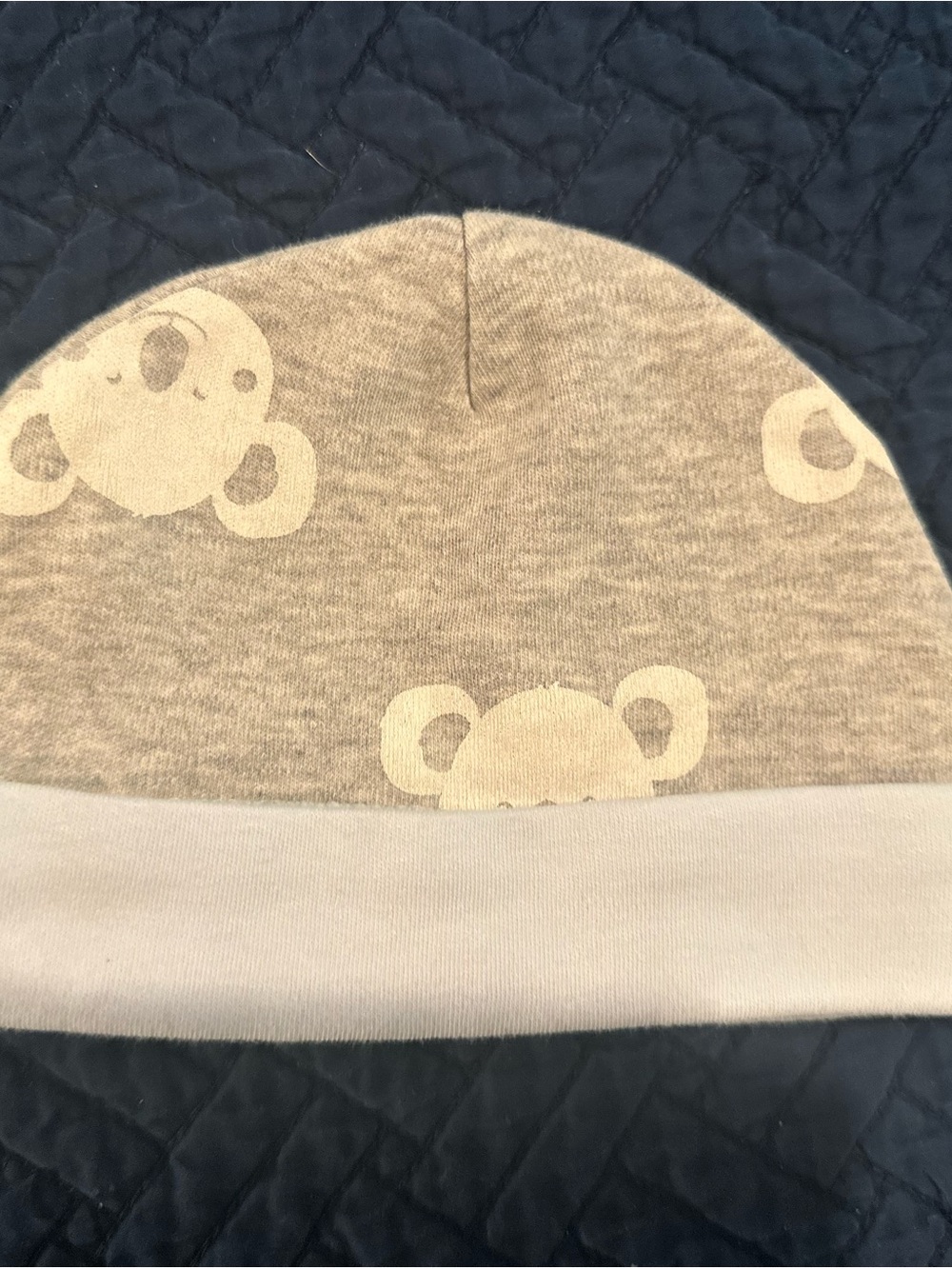 Gray Baby Beanie with White Bear Faces First Impressions 3-6 M